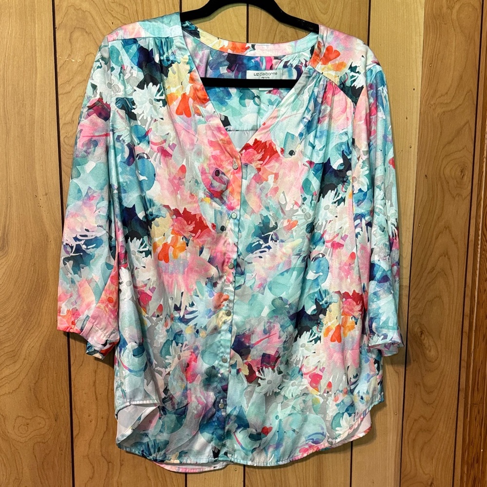 Liz Claiborne Vibrant Floral Blouse